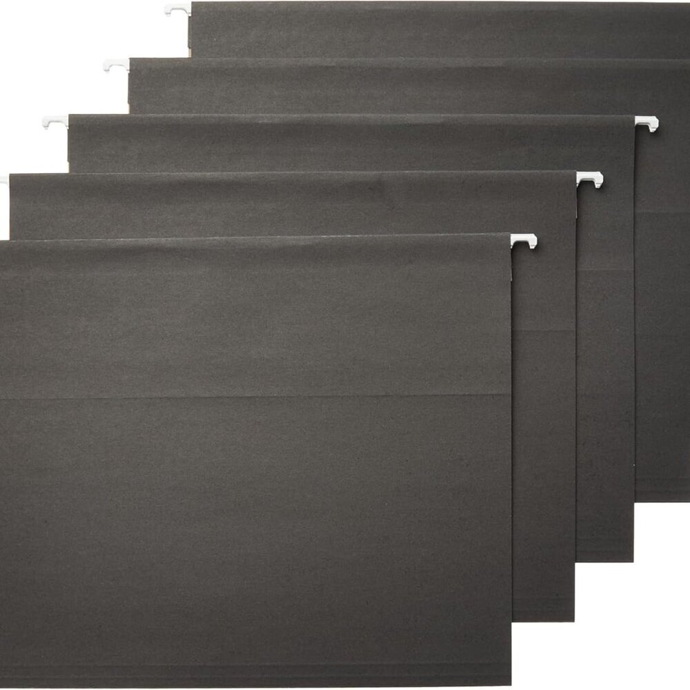 Hanging File Folders, Letter Size, 8.5x11 inches, Black, 25-Pack